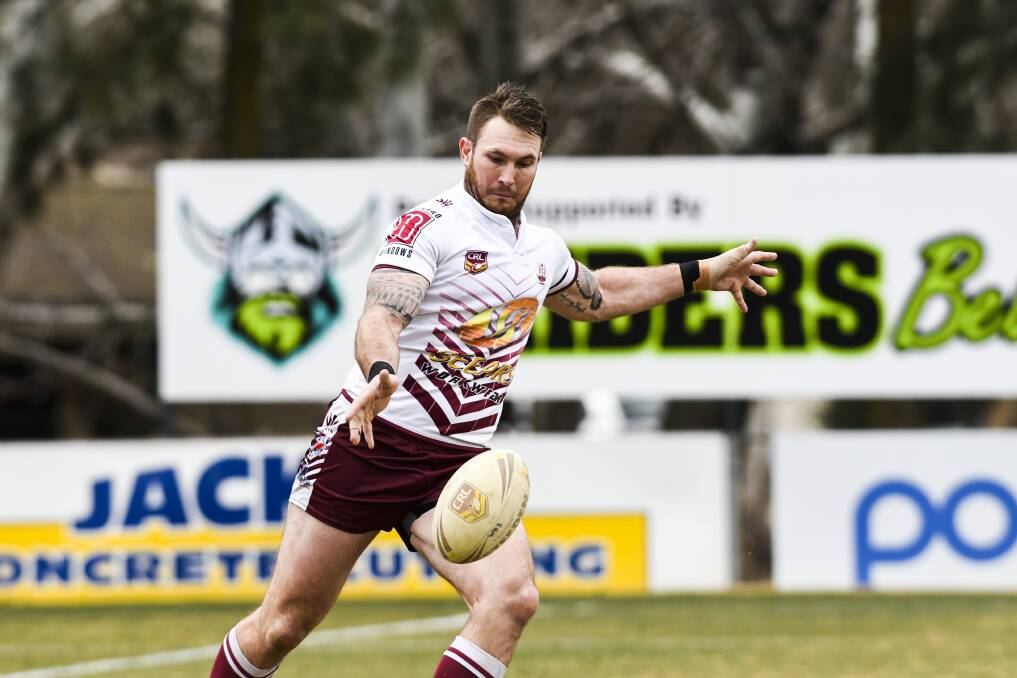 Brent Crisp playing for the Queanbeyan Kangaroos in 2018. He's swapped sides to play for the West Belconnen Warriors. Photo: Dion Georgopoulos