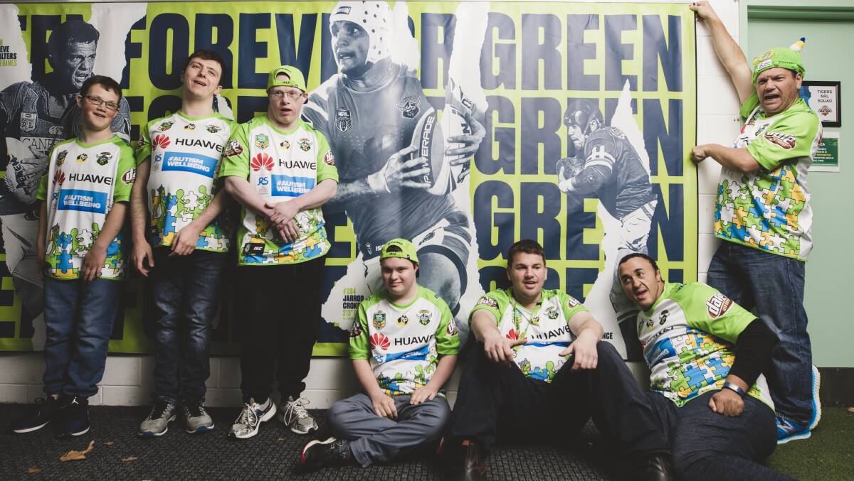 Some members of the Canberra Raiders' "Super Squad" will play at the SCG on Sunday, including David Campion (third from right). Picture: Jamila Toderas