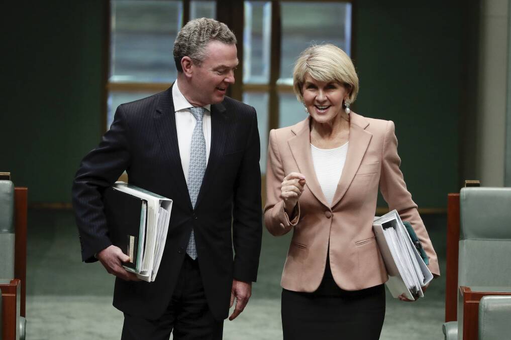 Both former defence minister Christopher Pyne and former foreign affairs minister Julie Bishop are the subjects of a Senate inquiry into post-political jobs. Picture: Alex Ellinghausen