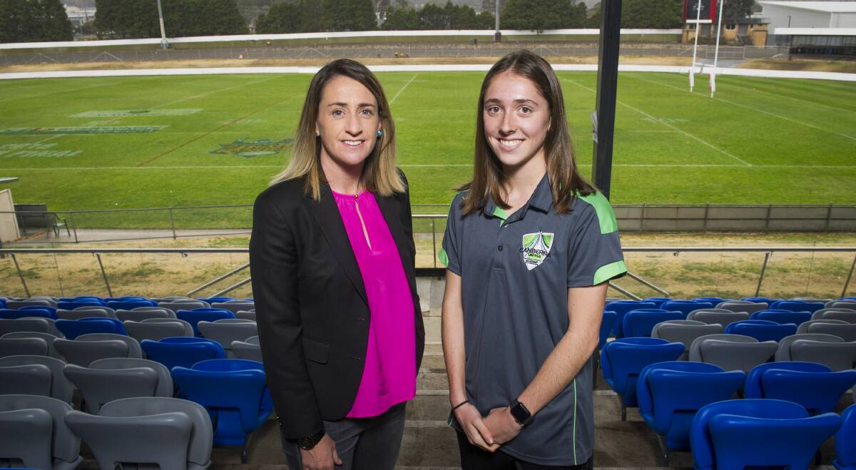 Canberra United coach Heather Garriock and Matildas rookie Karly Roestbakken will join forces in the W-League. Picture: Elesa Kurtz