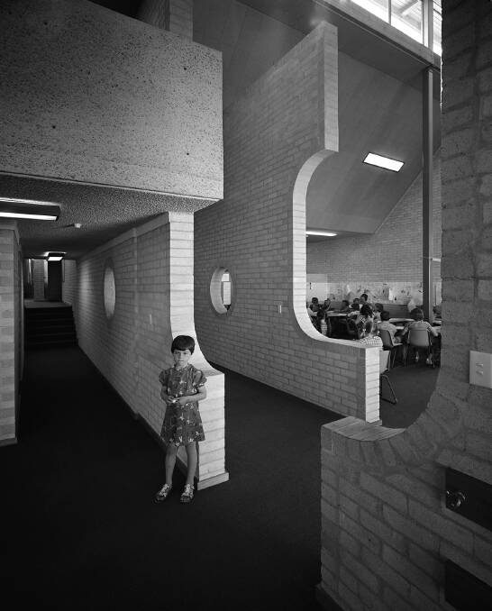 Children at Giralang Primary School, shortly after the Enrico Taglietti building was opened. Picture: supplied