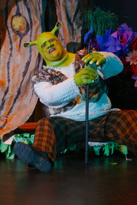 Max Gambale as Shrek in Shrek the Musical. Picture: Craig and Steph Burgess