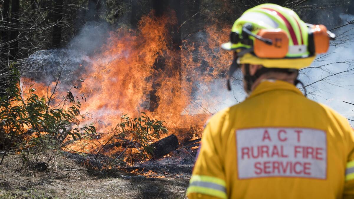 ACT fire crews are tackling a blaze 4.6 kilometres west of the territory's border. Picture: Elesa Kurtz
