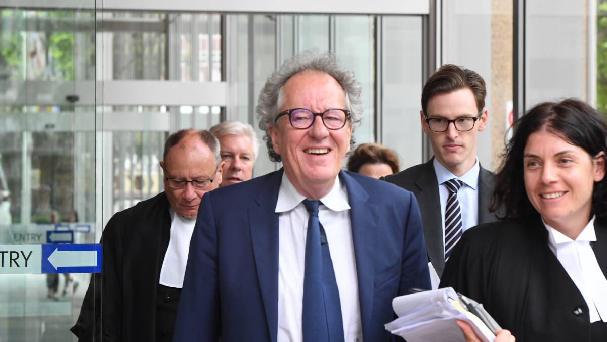 Geoffrey Rush outside the Federal Court in November. Picture: AAP