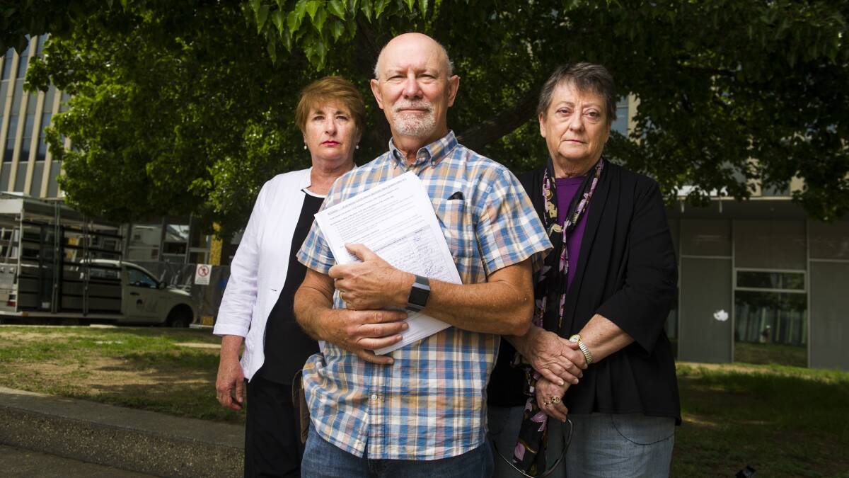 Bonython residents Elizabeth Stokker, Nev Sheather and Margaret Sinfield were among the Bonython residents who opposed the trial. Photo: Dion Georgopoulos