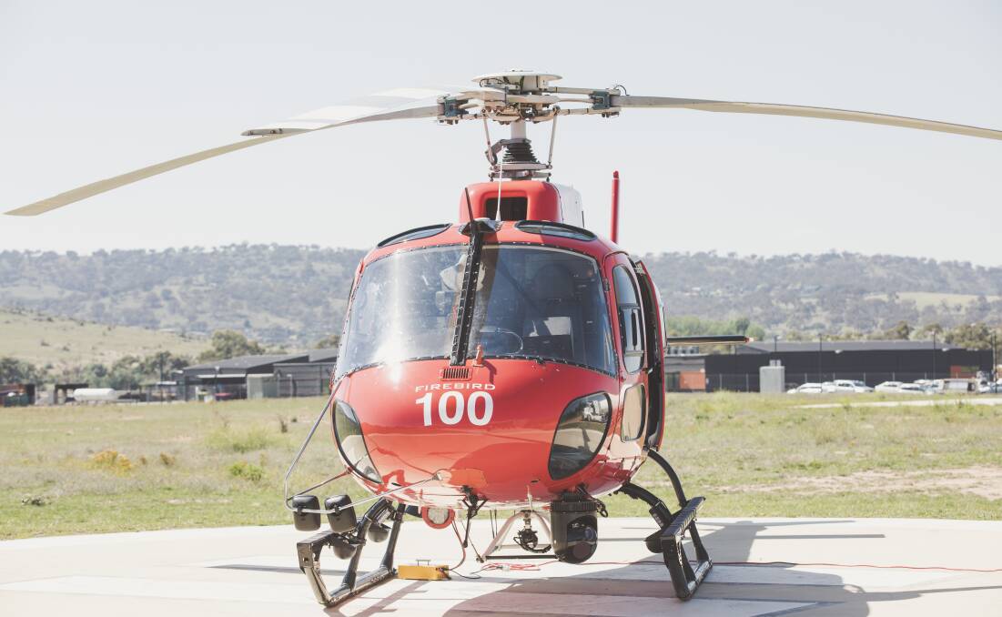 The Firebird 100 helicopter, which can transmit live pictures of a firefront to firefighters on the ground, and back to headquarters. Picture: Jamila Toderas