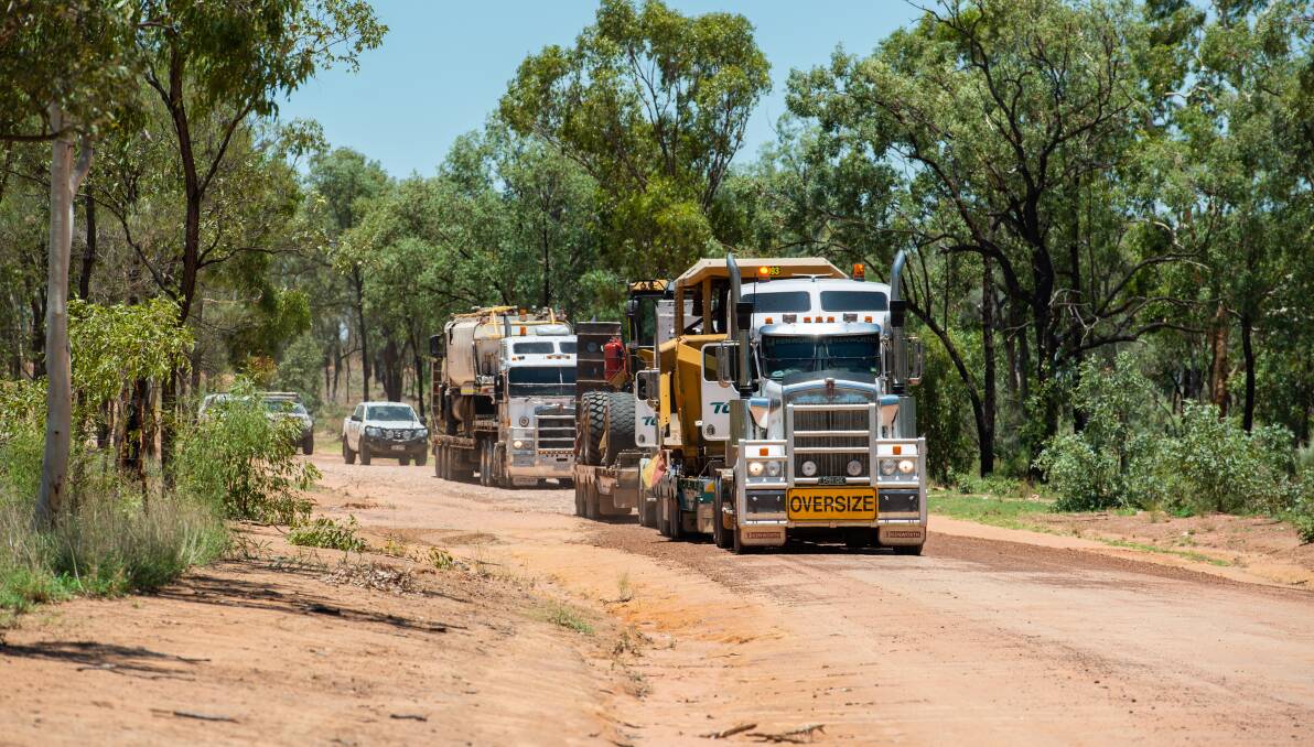 Earth-moving equipment heading to Adani's Carmichael mine in December. Picture: Supplied