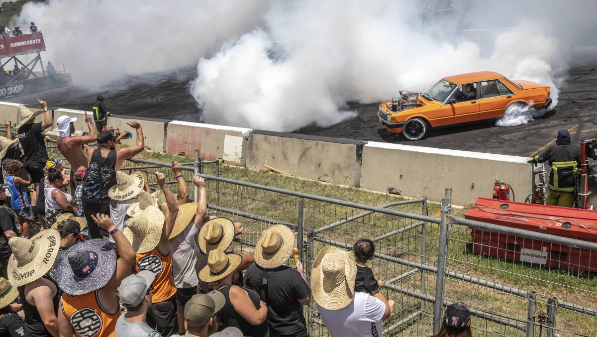 Action from the Summernats Burnout Championships in January. Photo: Sitthixay Ditthavong