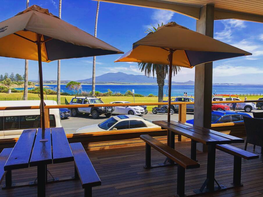 The view across to Gulaga (Mt Dromedary) from the deck of the Bermagui Beach Hotel. Picture: supplied
