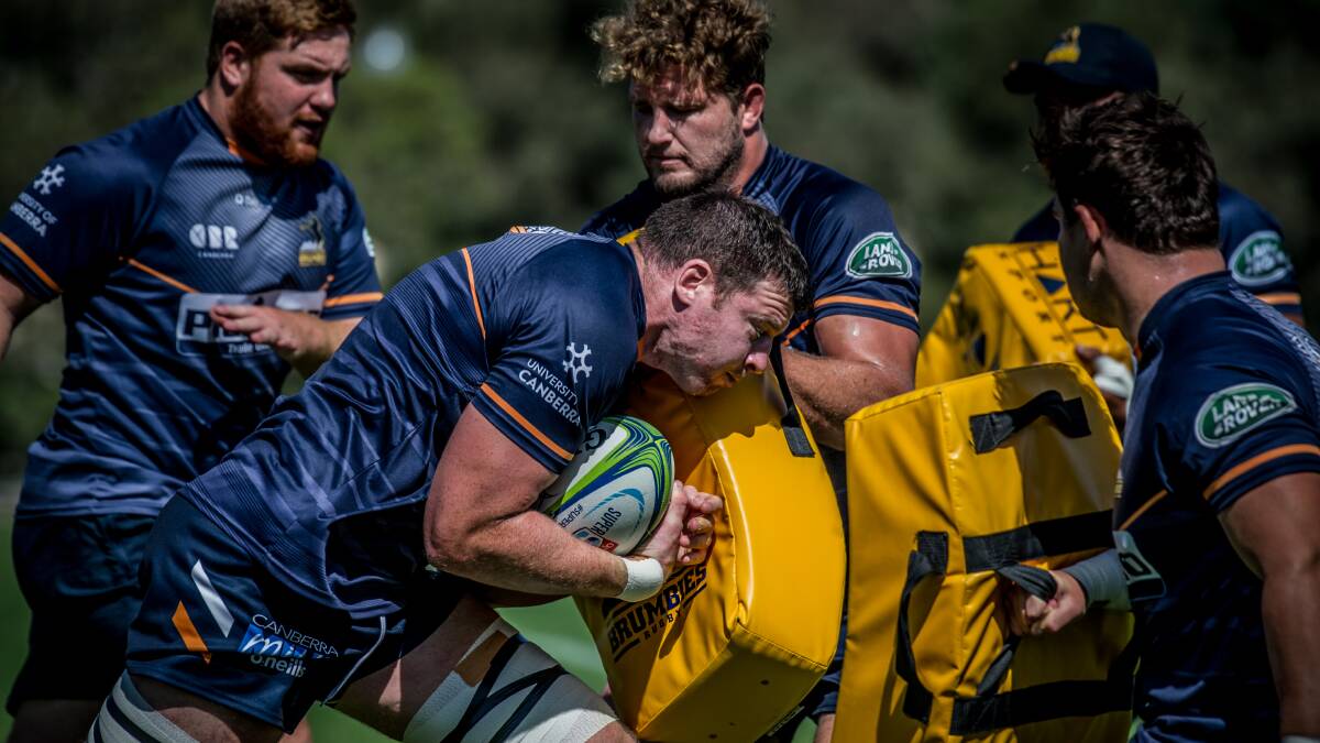 Brumbies lock Murray Douglas will compete with Darcy Swain, Rory Arnold and Sam Carter for a starting spot this week. Photo: Karleen Minney