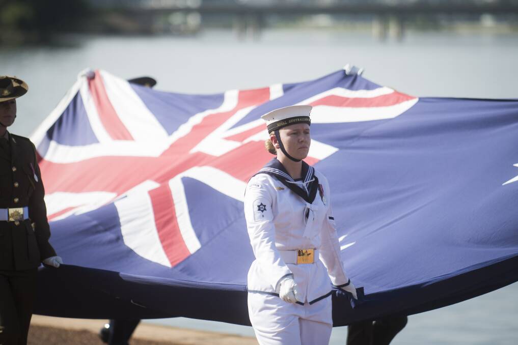 The Australia Day flag raising ceremony in 2019. Picture: Dion Georgopoulos