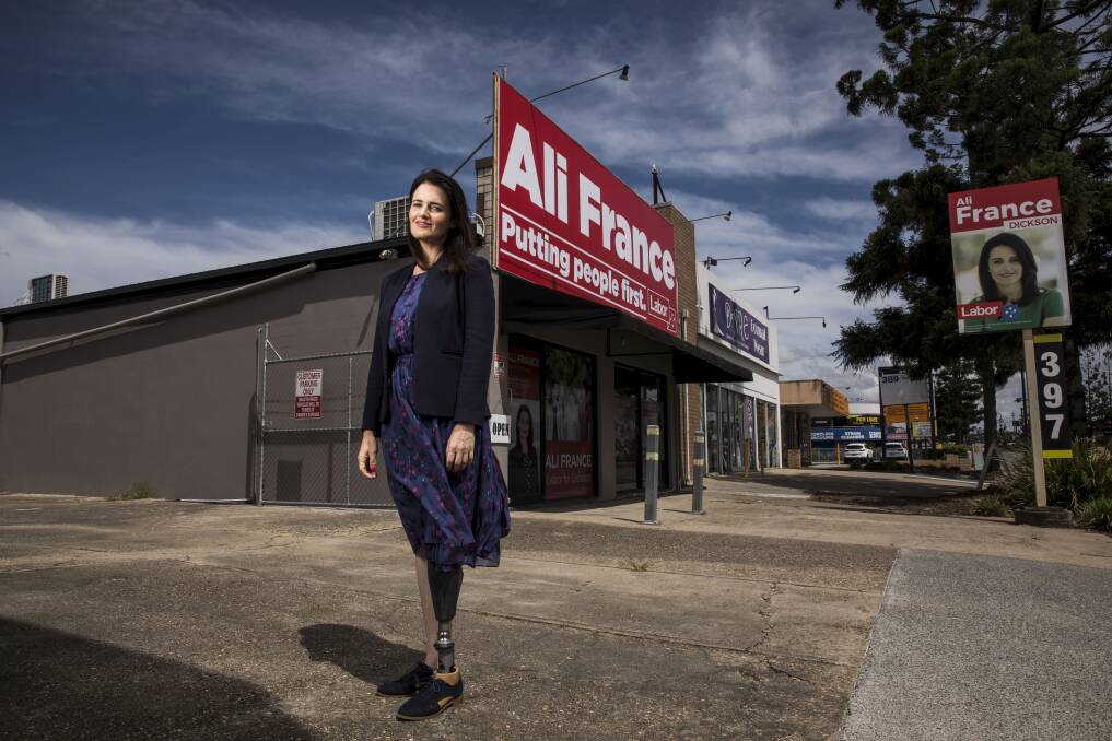 Labor's candidate for Dickson, Ali France, lost her leg in a horrific accident in 2011. Photo: Dominic Lorrimer
