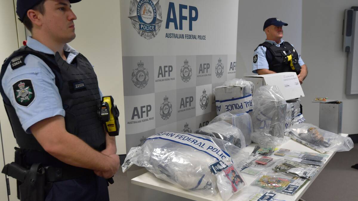 The AFP puts drugs it seized on display earlier this year. Picture: Joe Armao