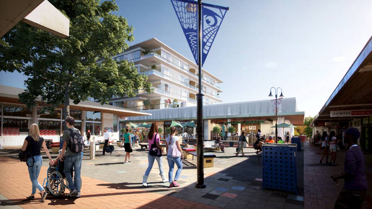 Artist impression of the proposed five-storey development at Curtin shops. Picture: supplied. 
