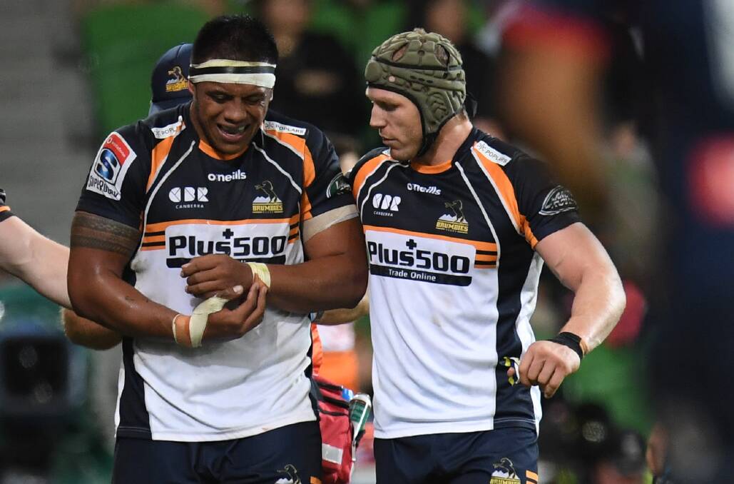 Allan Alaalatoa and David Pocock, right, won't play in Canberra this weekend. Picture: AAP