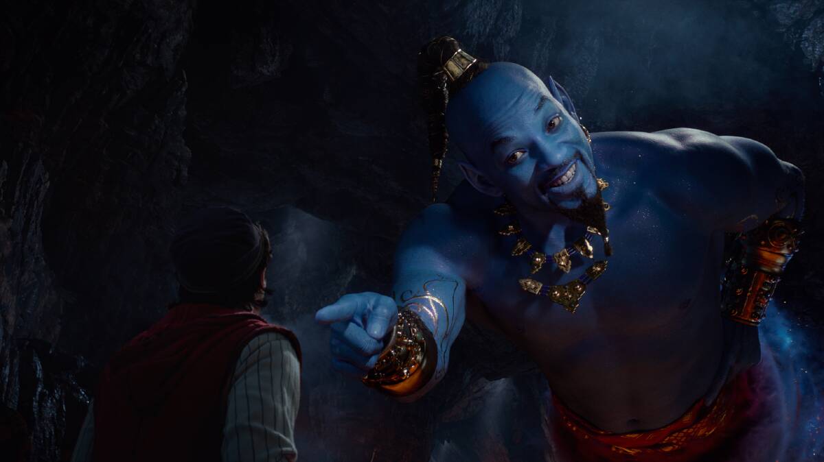 Aladdin (Mena Massoud), left, meets the Genie (Will Smith) in Disney's live-action Aladdin. Picture: Supplied
