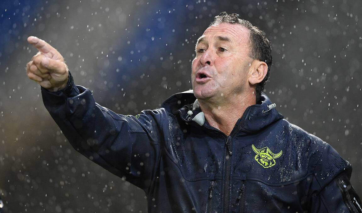 Raiders coach Ricky Stuart's Brookvale spray is a timely reminder for the Green Machine not to let up. Photo: AAP Image/Dave Hunt