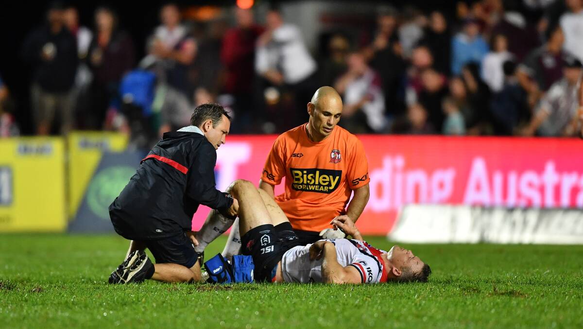 Roosters' Brett Morris is one of a number of knee injuries suffered at Brookvale Oval. Photo: NRL Imagery