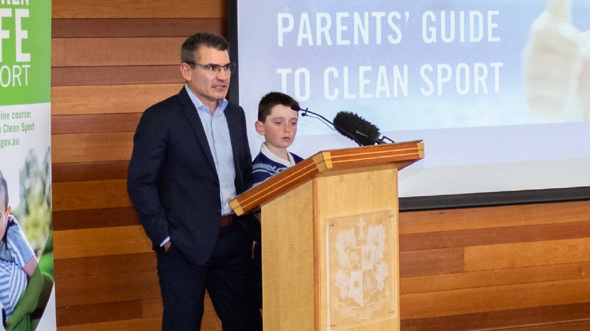ASADA CEO David Sharpe with his son Baillie. Picture: Supplied