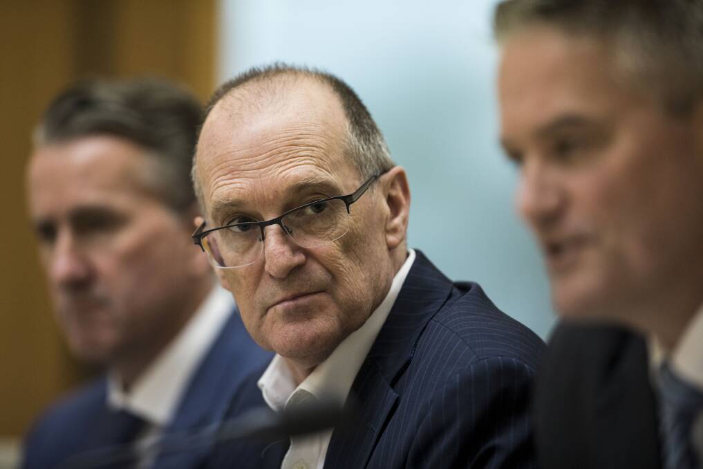 Treasury secretary Philip Gaetjens in Parliament with Finance Minister Mathias Cormann early last month. Picture: Dominic Lorrimer