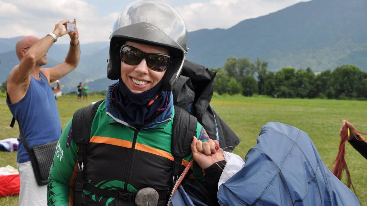 Canberra paraglider Kari Ellis who placed third last month in the Paragliding World Cup in Brazil. Photo: Supplied