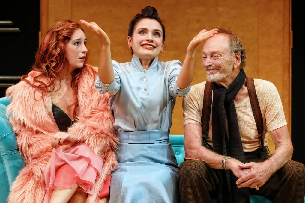 Harriet Gordon Anderson, Jessica Tovey and John Bell in The Miser (Bell Shakespeare). Photo: Prudence Upton