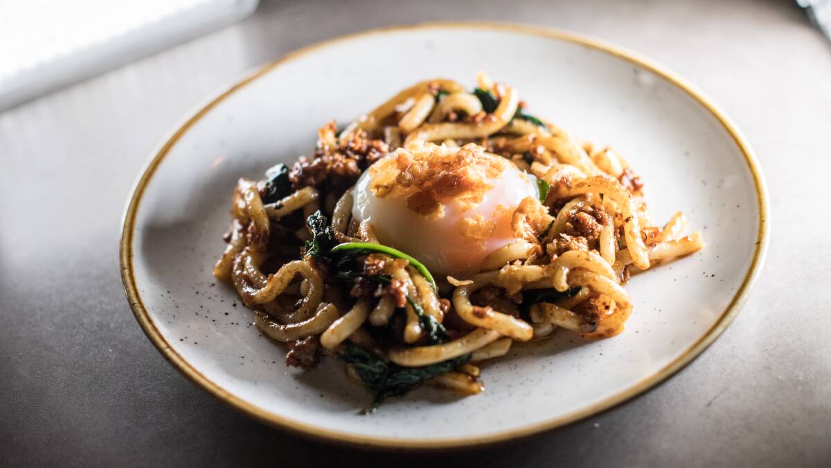 Asian bolognese with a 60 degree egg. Photo: Karleen Minney