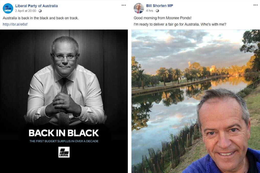 Scott Morrison and Bill Shorten's Facebook posts at the start of the federal election campaign for 2019.