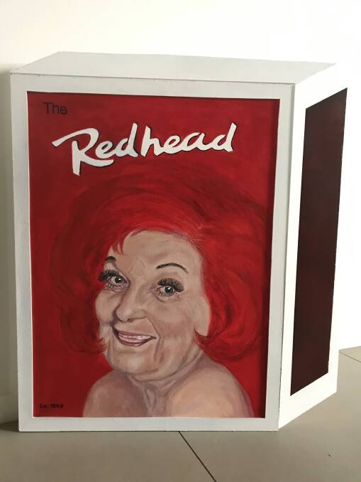 The portrait of Coralie Wood by Jenny Blake, framed to look like a matchbook. Picture: Supplied