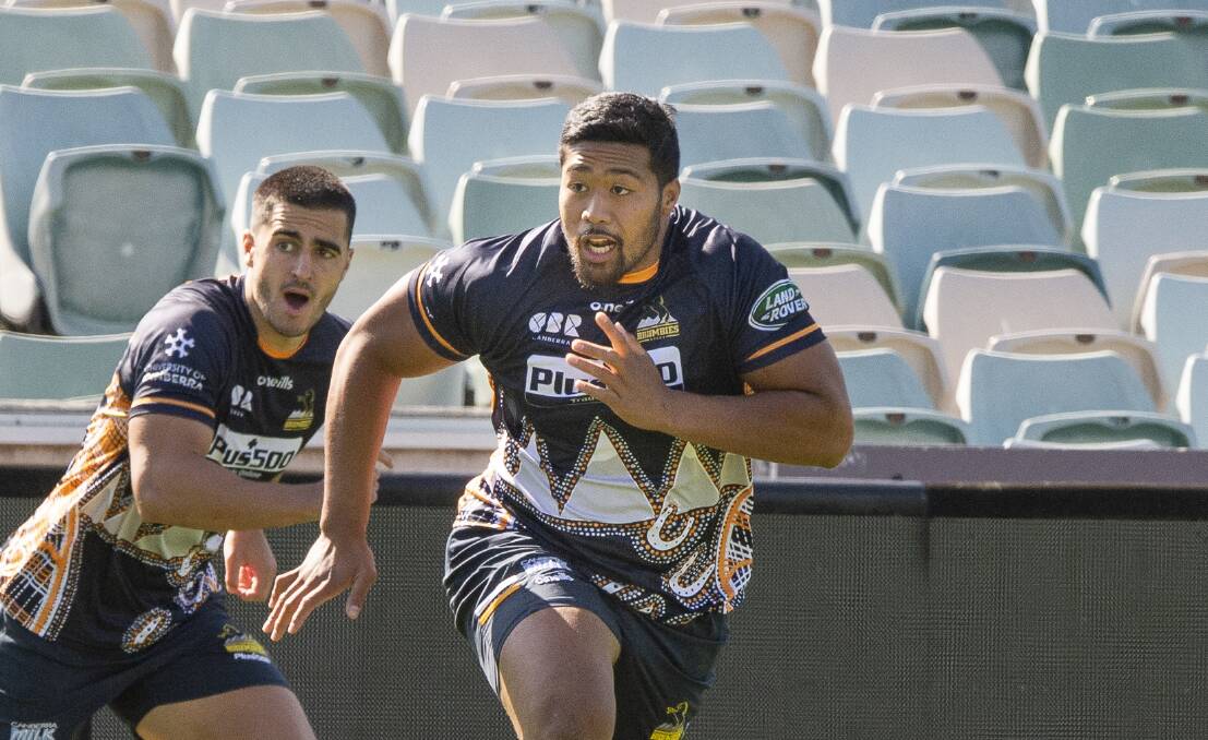 Folau Fainga'a at the Brumbies captain's run on Friday morning. Photo: Sitthixay Ditthavong