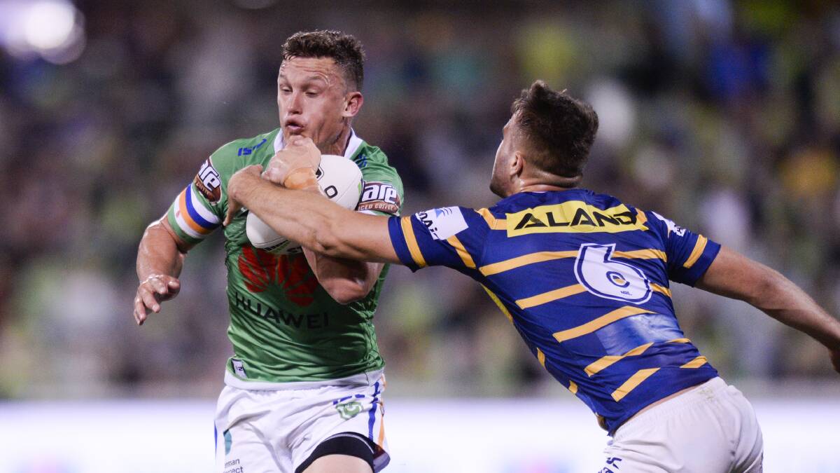 Raiders co-captain Josh Hodgson says Jack Wighton has made the No.6 jersey his own. Photo: AAP Image/Rohan Thomson