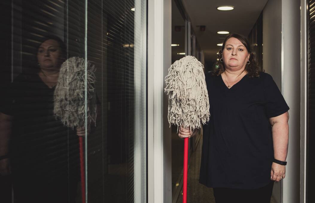 School cleaner Karen Love is one of 300 who will be employed directly by the government next year after years of problems with contracts. Photo: Jamila Toderas