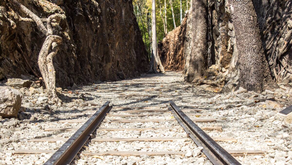 The original rails and sleepers were relaid here in April 1989 by the men of 'C' Company 3rd Battalion Royal Australian Regiment. Photo: Michael Turtle