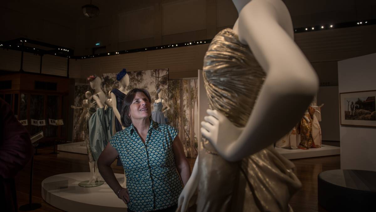 Producer of the blockbuster movie, Sue Maslin, at The Dressmaker Costume Exhibition at the National Film and Sound Archive on Wednesday. Photo: Karleen Minney.
