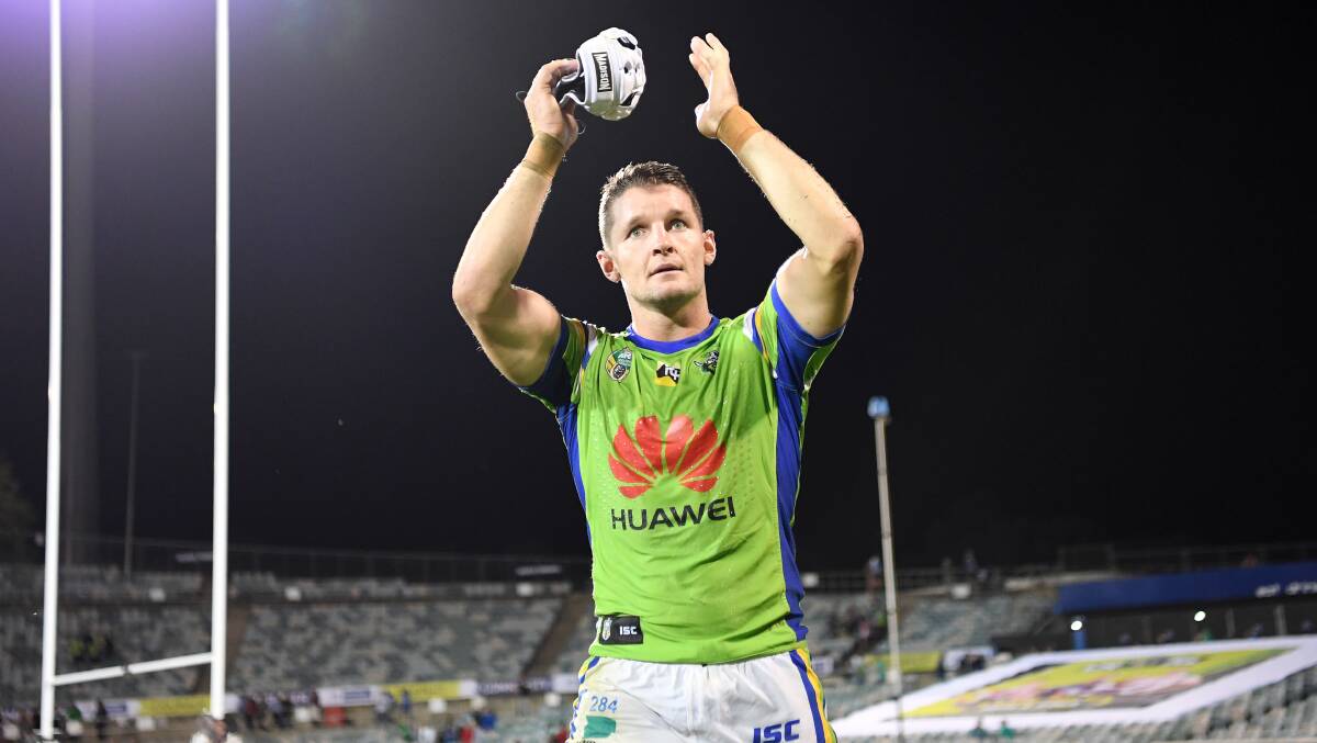 Raiders co-captain Jarrod Croker will lead the Green Machine for the 100th time. Photo: Grant Trouville/NRL Photos