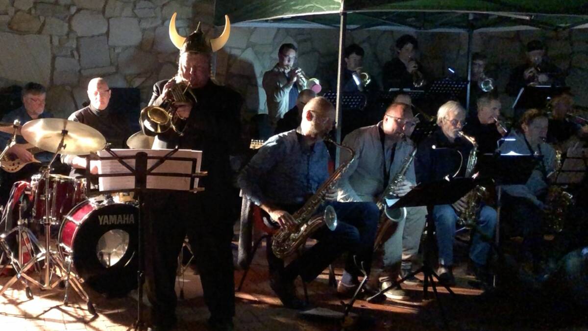 Tim Benson plays with the big band on his birthday. Photo: Supplied