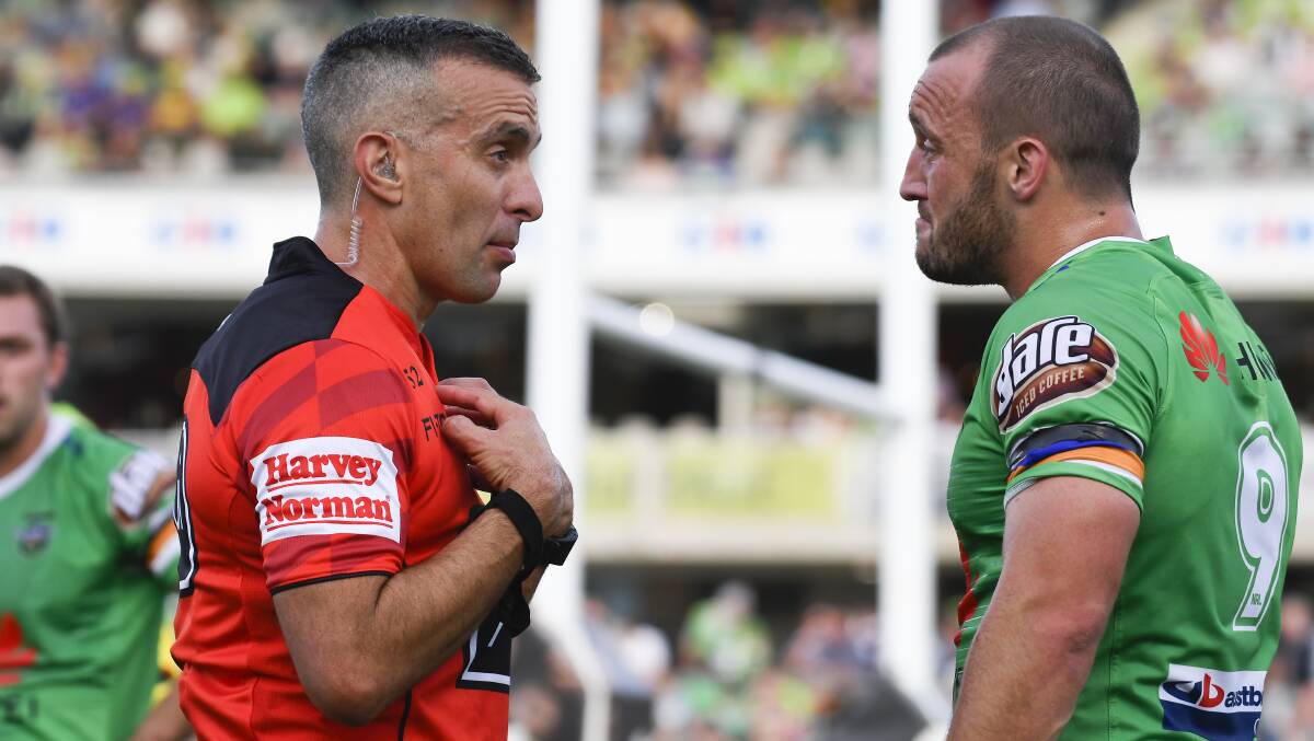 Raiders co-captain Josh Hodgson is looking to win respect of referees. Photo: Sitthixay Ditthavong