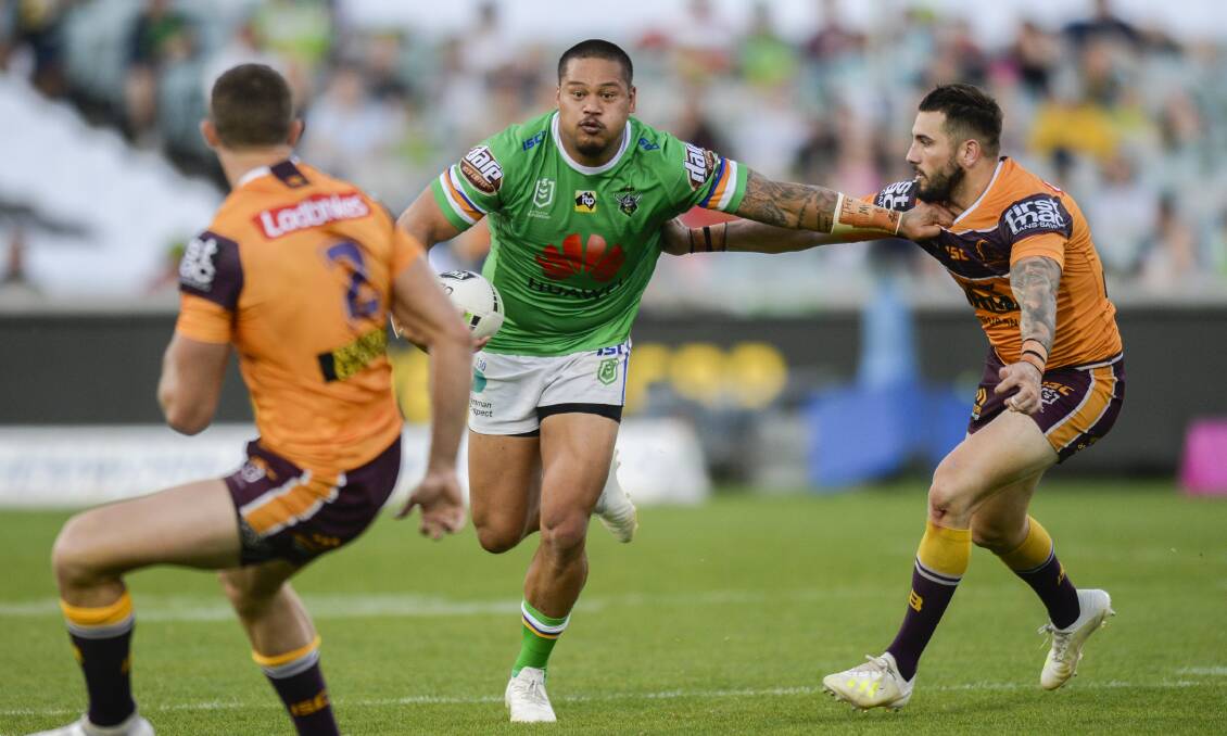 Raiders centre Joey Leilua has been named to face the Storm after overcoming a career-threatening injury. Picture: AAP Image