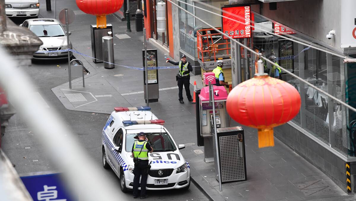 A woman's body was found in Chinatown in Melbourne on Wednesay morning. Photo: Joe Armao