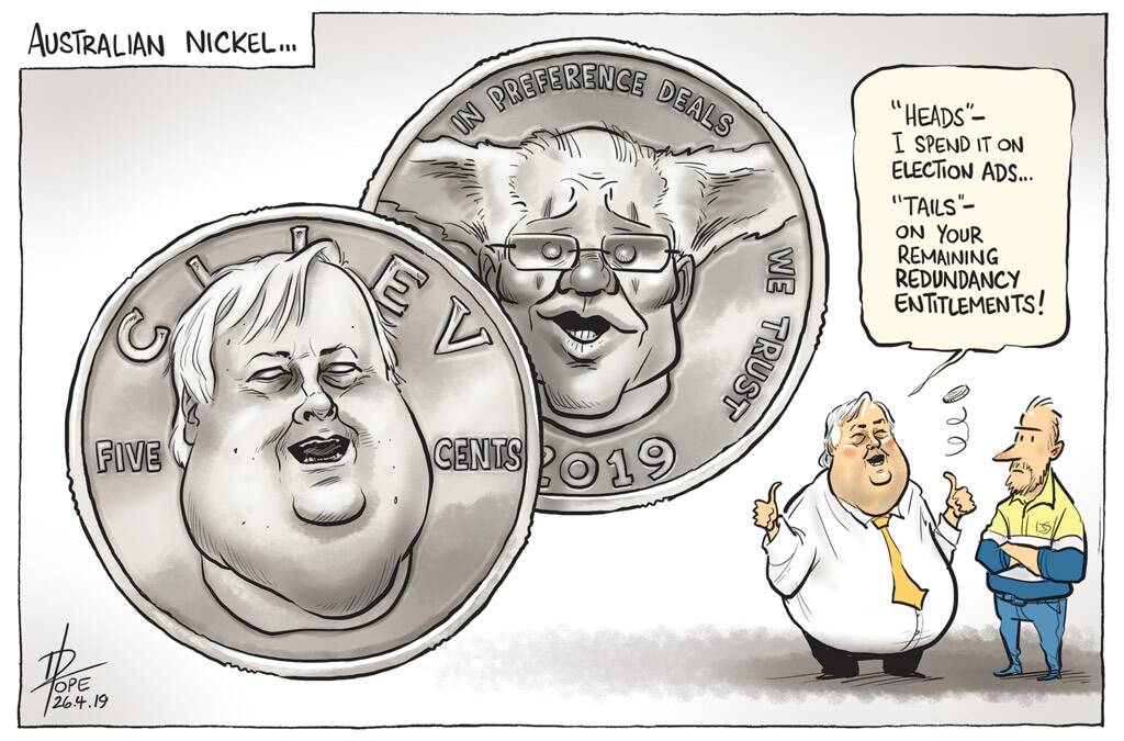 The Canberra Times' editorial cartoon for Friday, April 26, 2019.