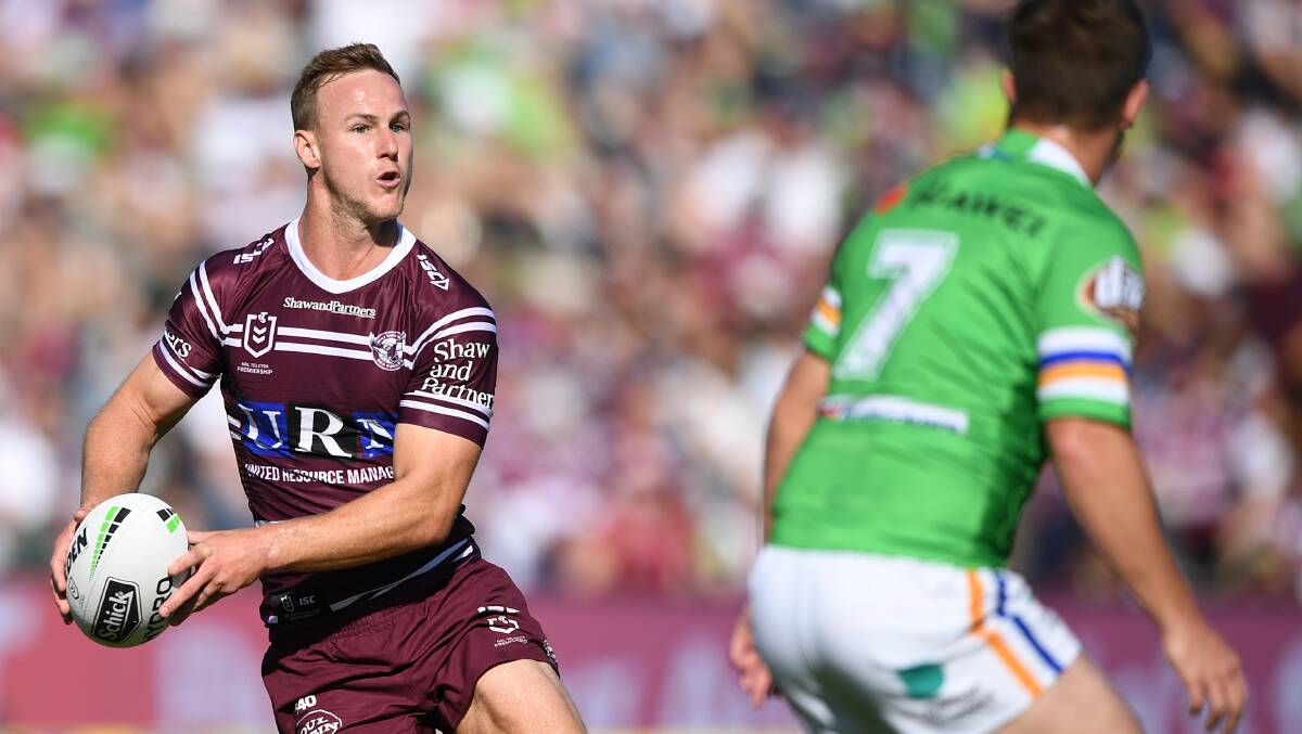 Manly's Daly Cherry-Evans schemes for an opening. Photo: AAP