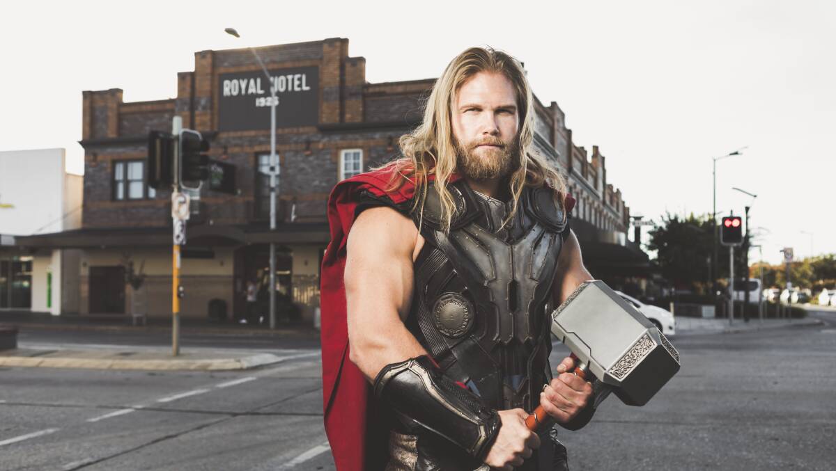 Andrew Lutomski aka Thor had a beer at the Royal Hotel. Picture: Jamila Toderas