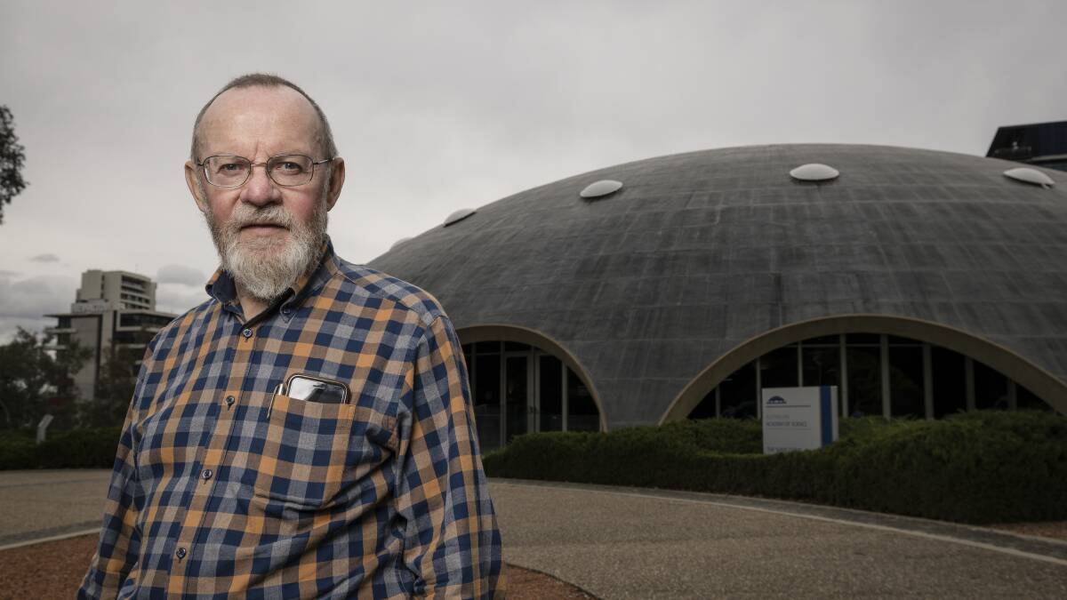 Volunteer guide and former business manager Phil Greenwood at the Australian Academy of Science Shine Dome, which will celebrate its 60th anniversary this weekend. Picture: Sitthixay Ditthavong