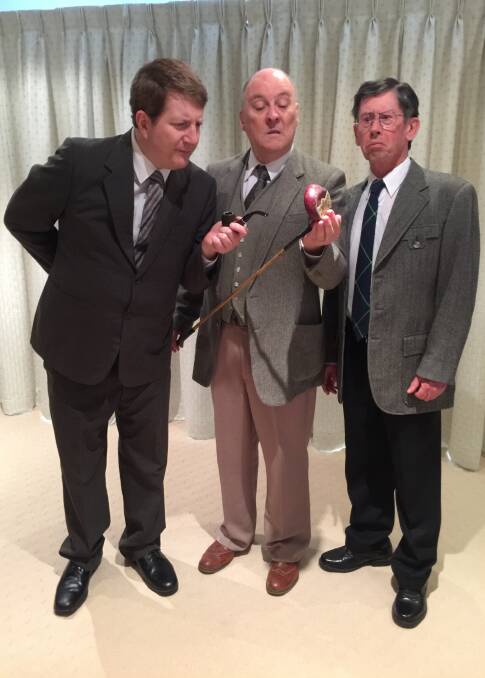 In 'Towards Zero', from left: Thomas Royed (played by Jason Morton) Superintendent Battle (Kim Wilson) and Matthew Treves (Garry Robinson). Picture: Supplied