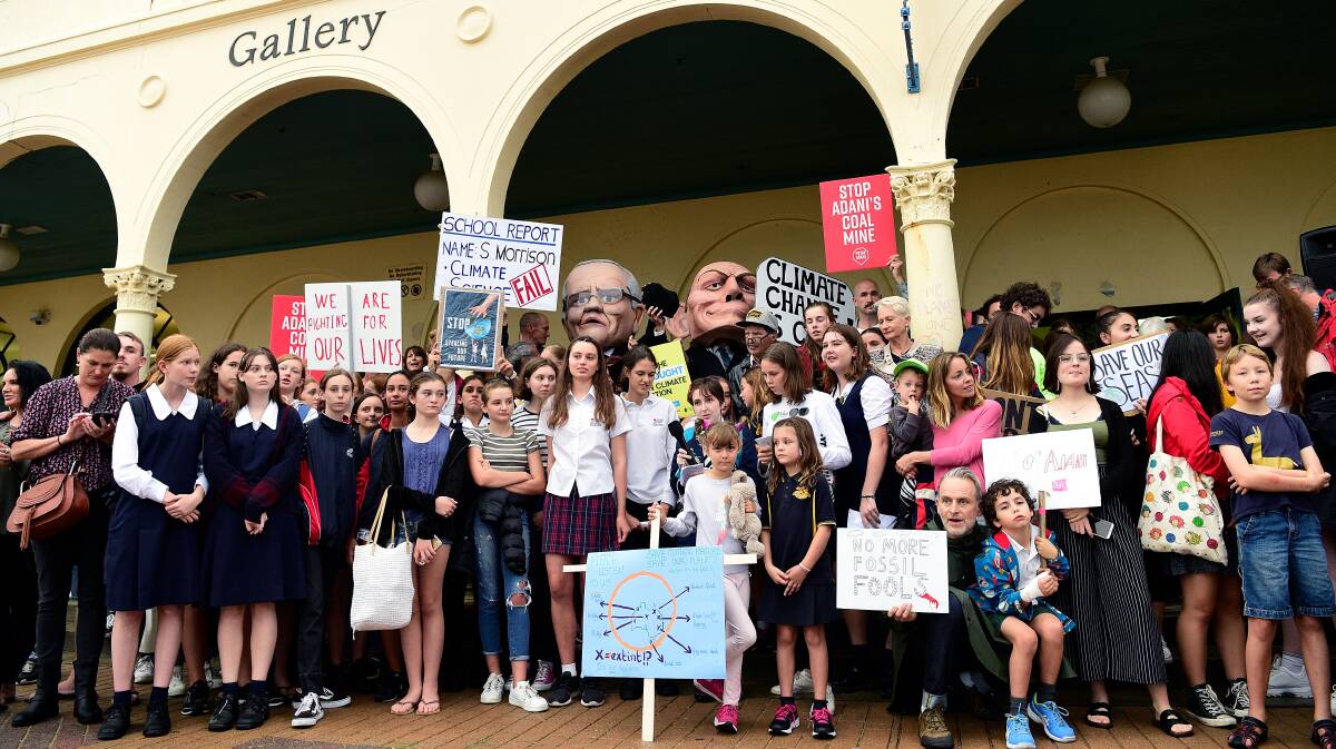 Young people protest during a rally on climate inaction in Sydney earlier this month. Picture: AAP