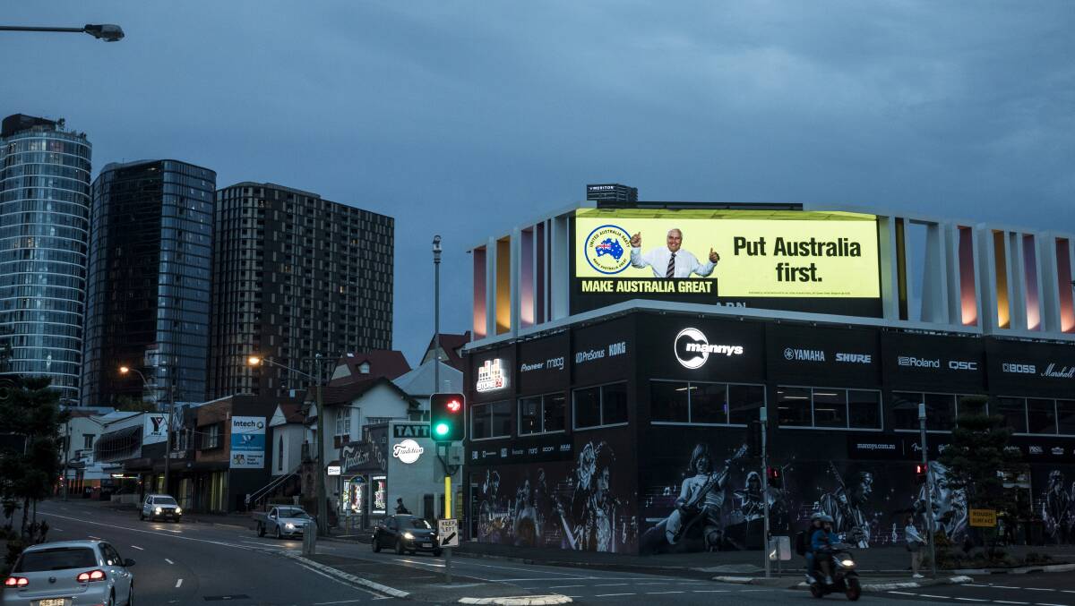 A United Australia Party billboard in Brisbane on May 3. Picture: Dominic Lorrimer