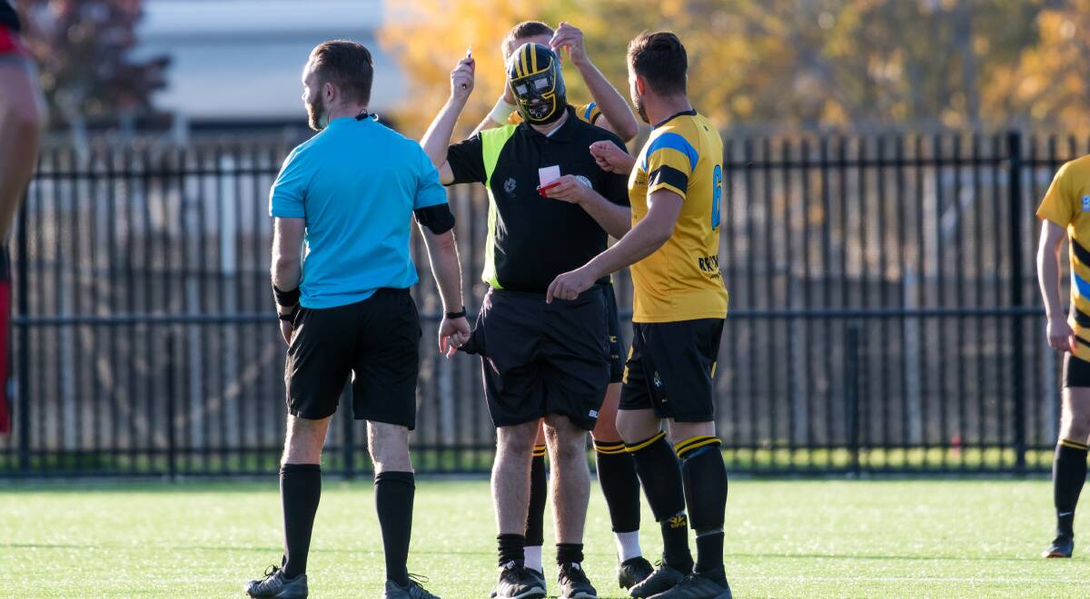 Capital Football have handed the masked pitch invader a ten-year ban. Picture: Elesa Kurtz