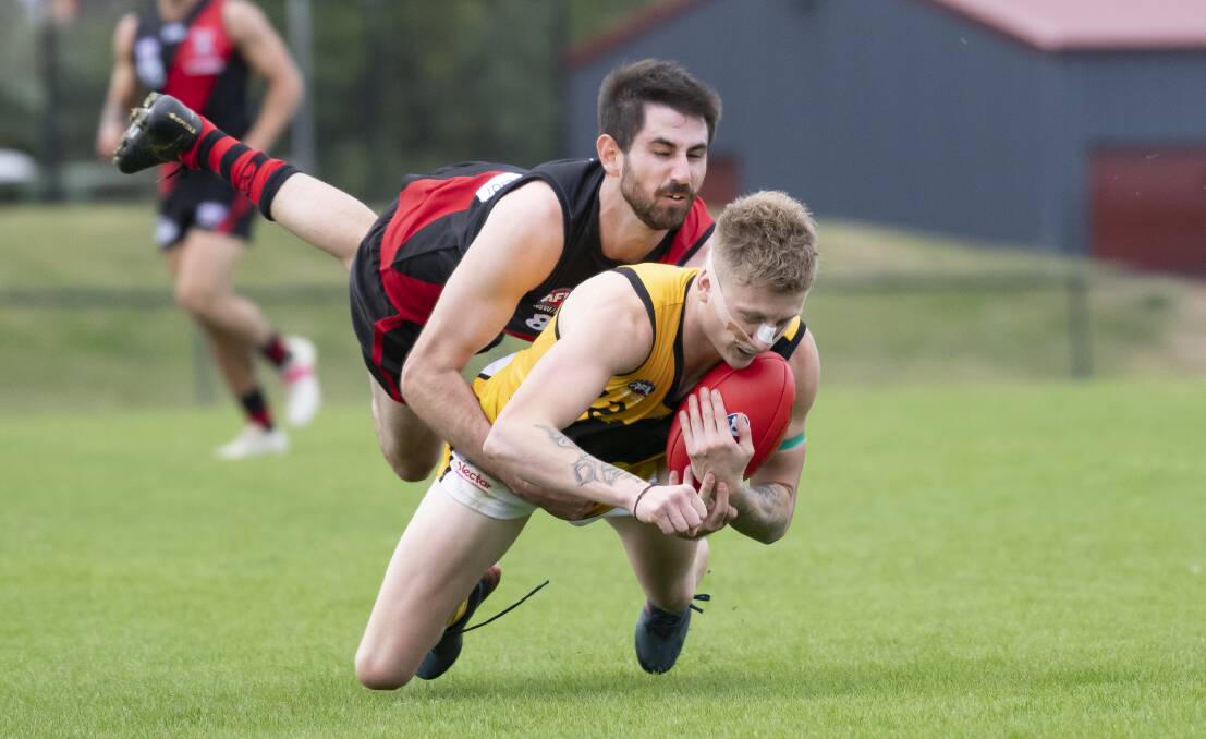 Queanbeyan's Tyler Collins was on the wrong end of an Eastlake tackle earlier this year. Picture: Sitthixay Ditthavong