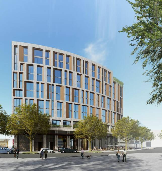 The view of the proposed Garema Place hotel from Bunda Street.