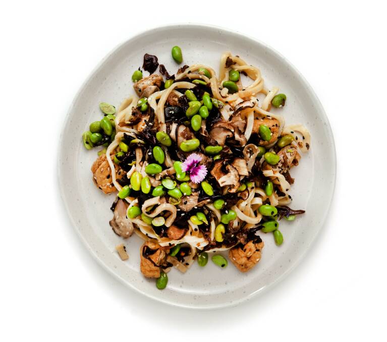 Soulara's soya, edamame and black fungi with udon noodles. Picture: Supplied